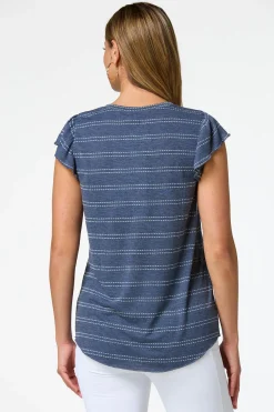 Stripe Ruffle Sleeve Top