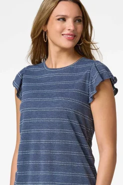 Stripe Ruffle Sleeve Top