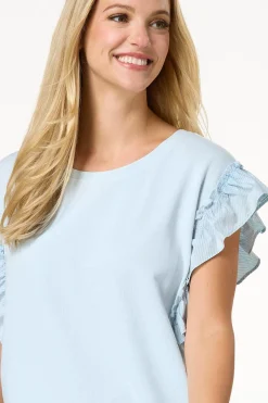 Stripe Ruffle Trim Sweatshirt