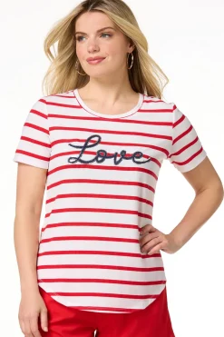 Stripe Sequin Love Tee