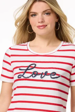 Stripe Sequin Love Tee