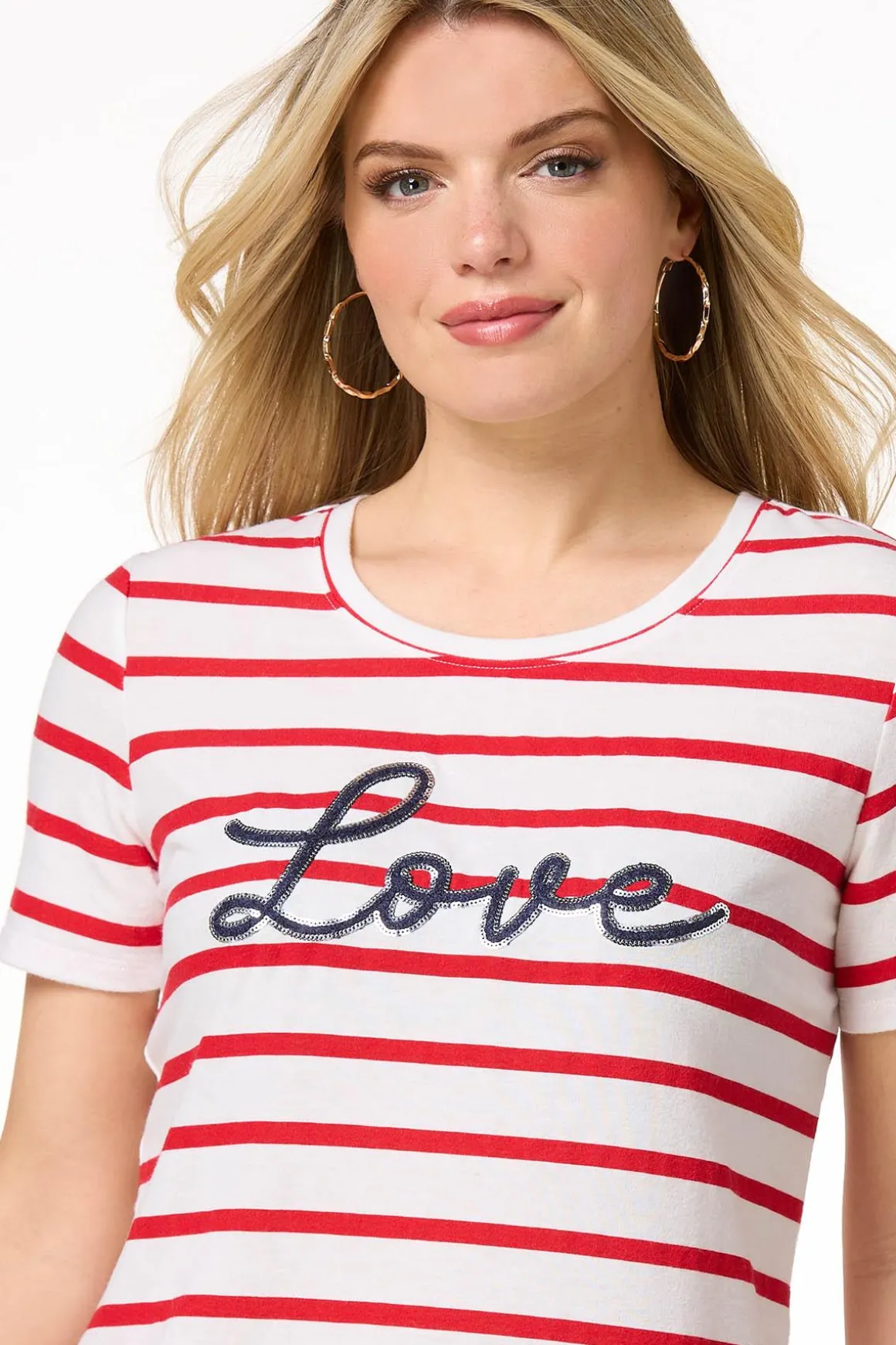 Stripe Sequin Love Tee