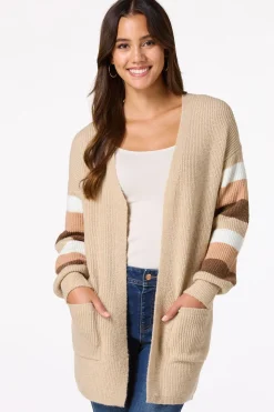 Stripe Sleeve Cardigan Sweater