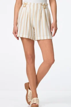 Stripe Woven Buckle Shorts