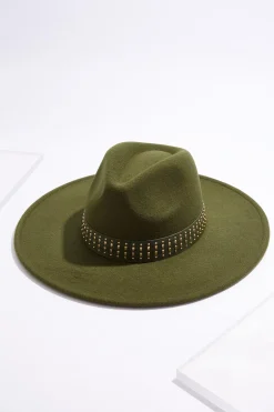 Stud Band Olive Panama Hat
