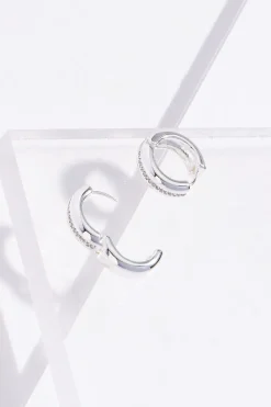 Studded Middle Row Hoop Earrings