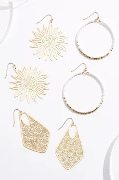 Sunflower Cutout Bead Earring Set
