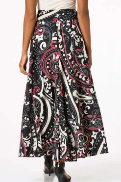 Sweeping Scarlet Floral Maxi Skirt