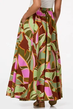 Sweeping Tropical Palm Skirt