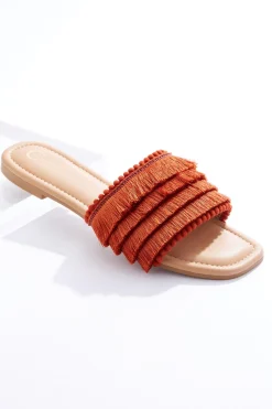 Tassel Pom Slide Sandals