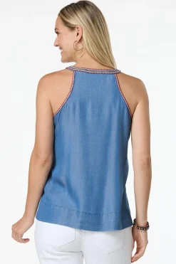 Tasseled Chambray Tank