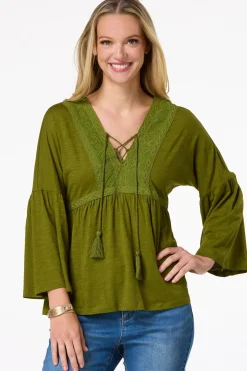 Tasseled Lace- Up Top