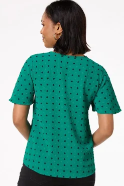 Teal Textured Dot Top