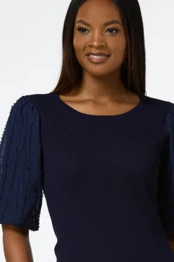 Textured Bubble Sleeve Sweater
