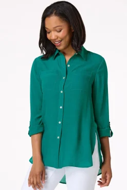 Textured Button Down Tunic