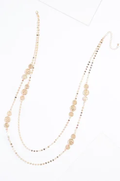 Textured Circle Layered Long Necklace