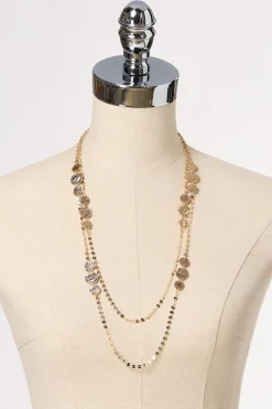 Textured Circle Layered Long Necklace