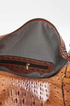 Textured Faux Leather Duffle Bag