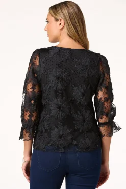 Textured Floral Mesh Top