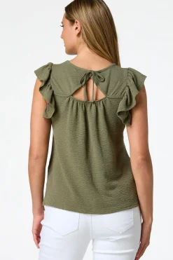 Textured Flutter Sleeve Top