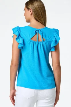 Textured Flutter Sleeve Top