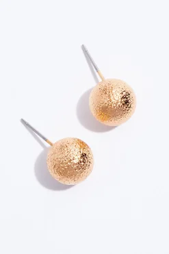 Textured Gold Ball Earrings