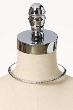 Textured Metal Choker Necklace