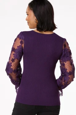 Textured Sheer Sleeve Sweater