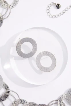 Textured Silver Ring Necklace Set