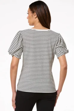 Textured Twist Puff Sleeve Top