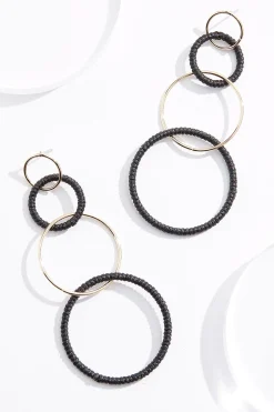 Thread Wrapped Linked Circle Earrings