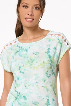 Tie Dye Crochet Trim Top