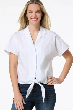 Tie Front Poplin Shirt