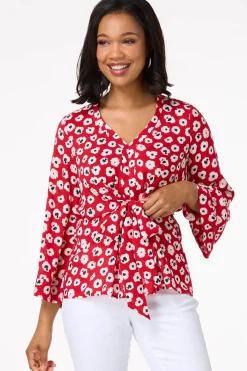 Tie Front Poppy Top