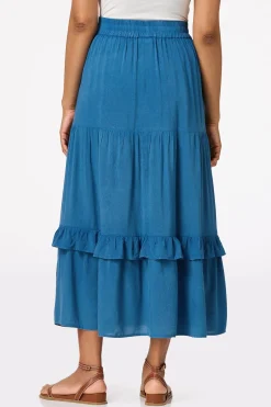 Tiered Chambray Maxi Skirt
