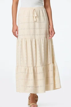 Tiered Eyelet Maxi Skirt