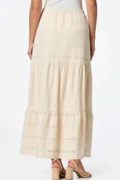 Tiered Eyelet Maxi Skirt