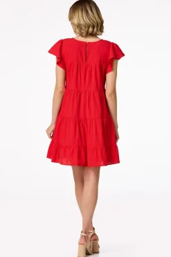 Tiered Flutter Sleeve Dress