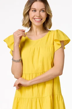 Tiered Flutter Sleeve Dress
