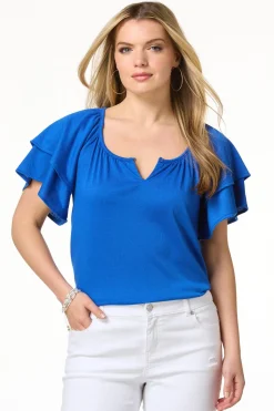 Tiered Flutter Sleeve Top