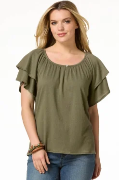 Tiered Flutter Sleeve Top