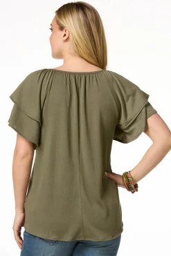Tiered Flutter Sleeve Top