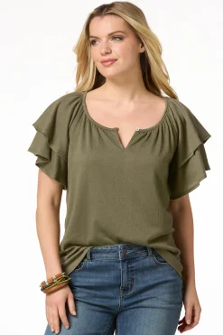 Tiered Flutter Sleeve Top