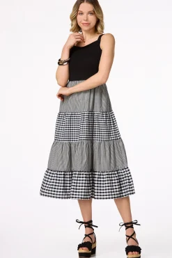 Tiered Gingham Stripe Dress