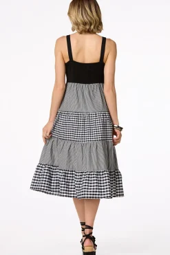 Tiered Gingham Stripe Dress