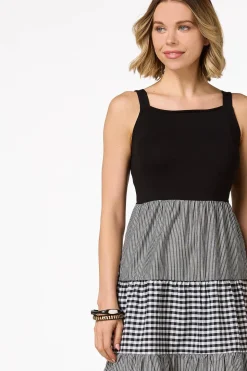 Tiered Gingham Stripe Dress
