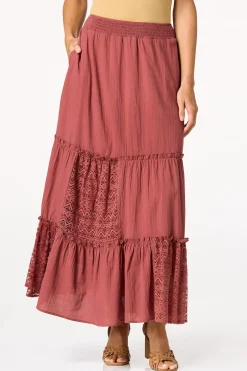 Tiered Lace Embroidered Skirt