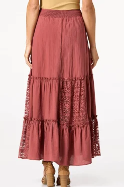 Tiered Lace Embroidered Skirt