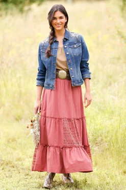 Tiered Lace Embroidered Skirt