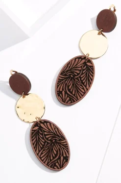 Tiered Wood Clip- On Earrings